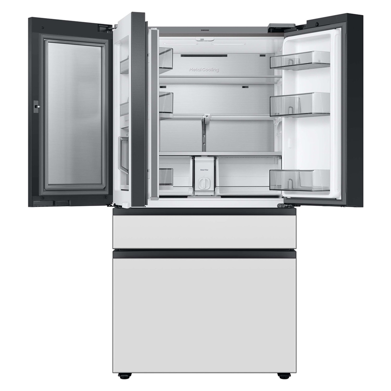 Samsung Bespoke Counter Depth 4-Door French Door Refrigerator (23 cu. ft.) with Family Hub White Glass - RF23BB890012