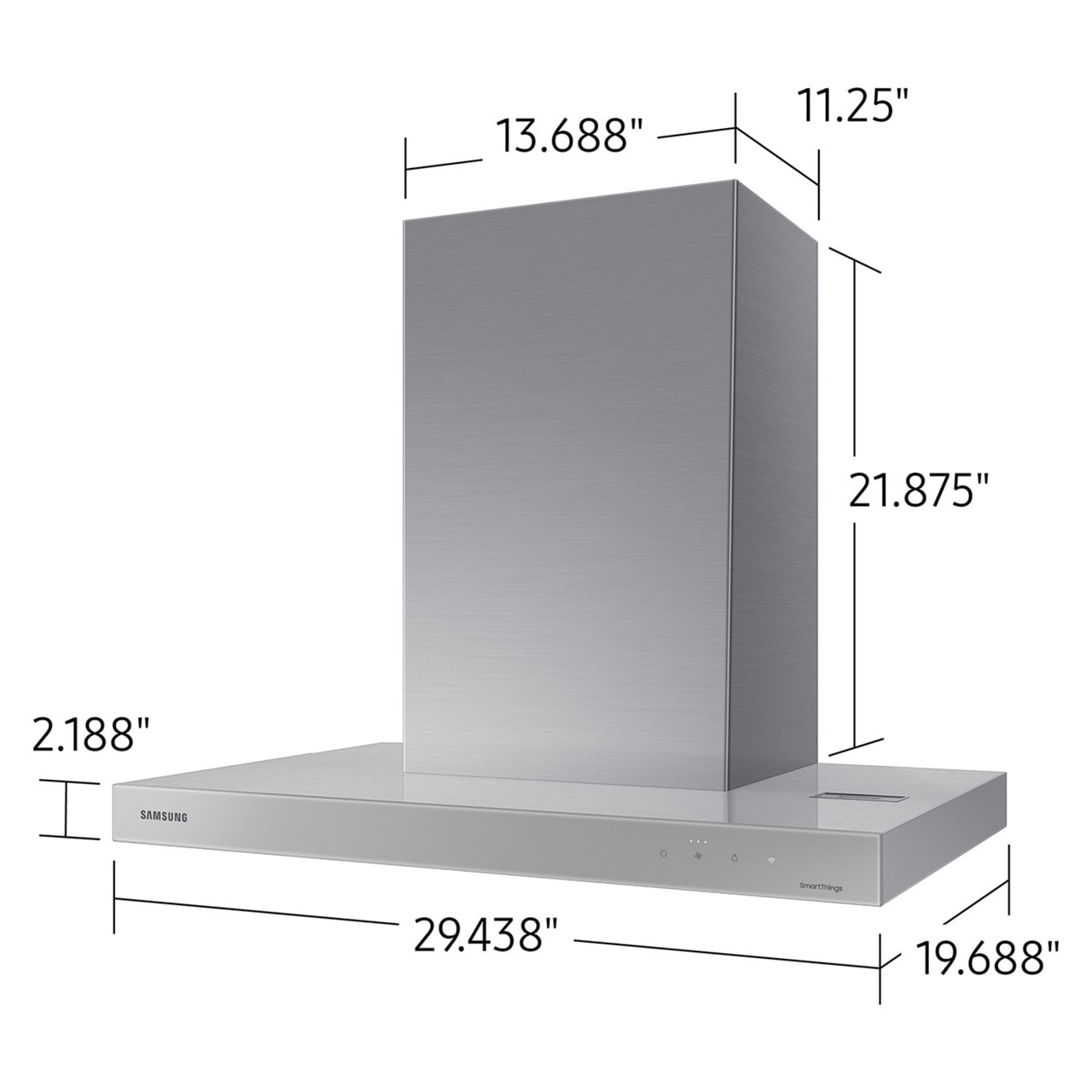 Samsung 30” Bespoke Smart Wall Mount Hood in Clean Gray Panel/Stainless Steel Duct - NK30CB600WCG