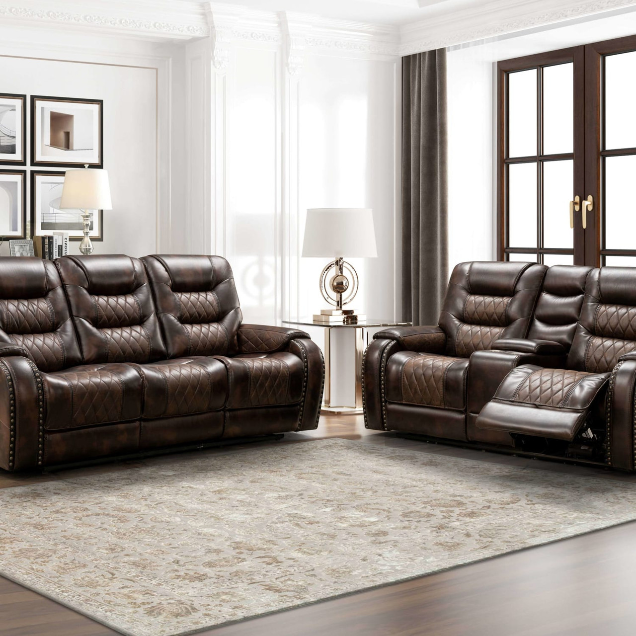 Valenca Dark Chocolate Sofa and Loveseat