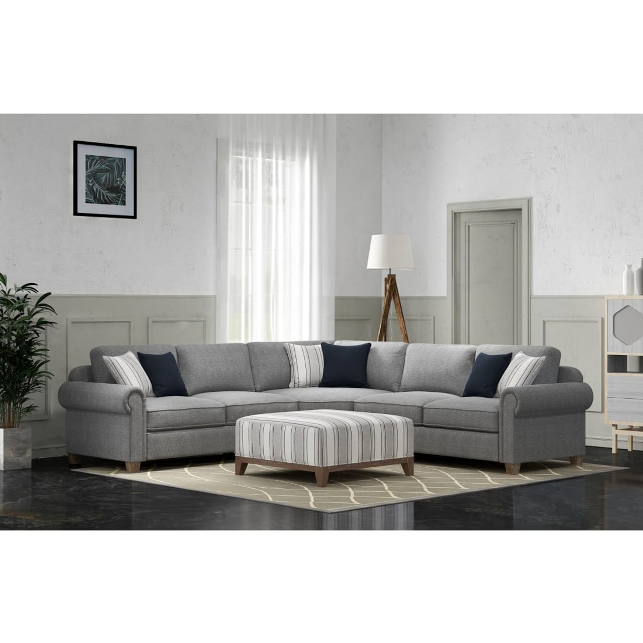 Sasha Stone Gray Square Ottoman