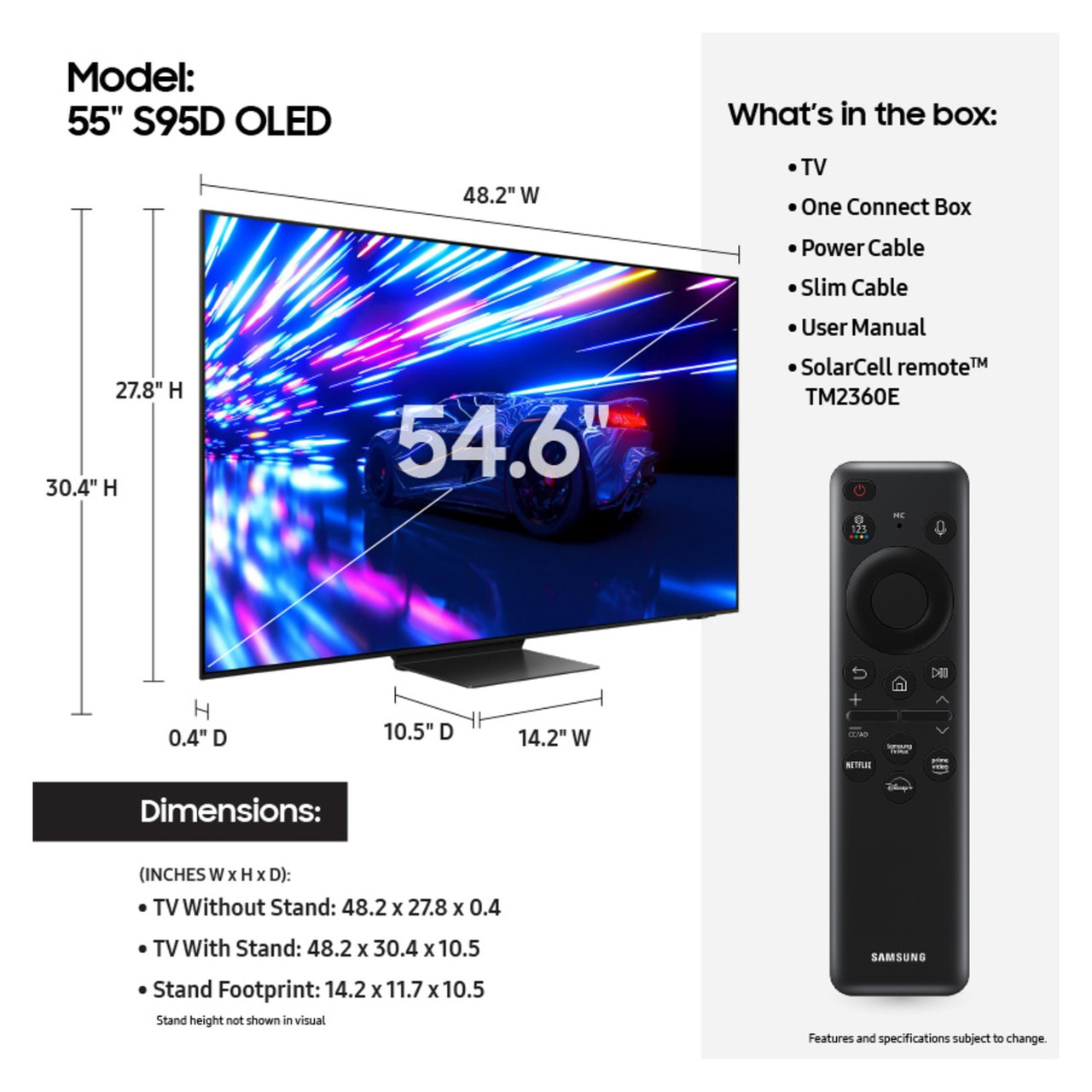 Samsung 55” Class S95D OLED Smart TV 2024 - QN55S95DAFXZA