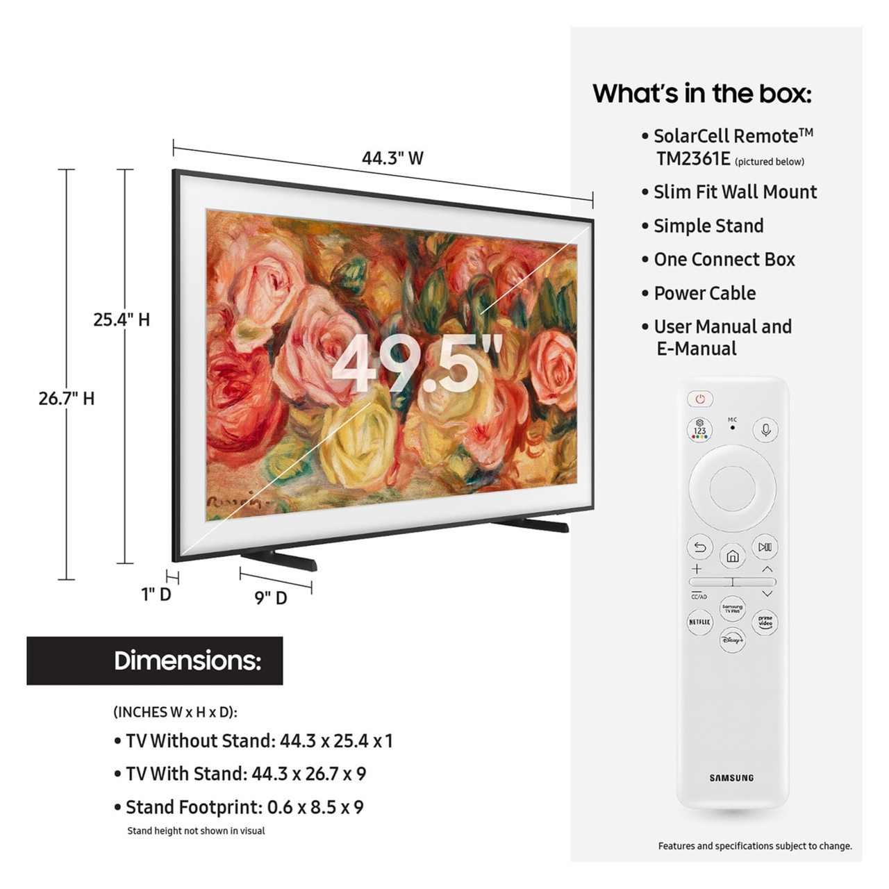 Samsung 50” Class LS03D The Frame QLED HDR TV 2024 - QN50LS03DAFXZA