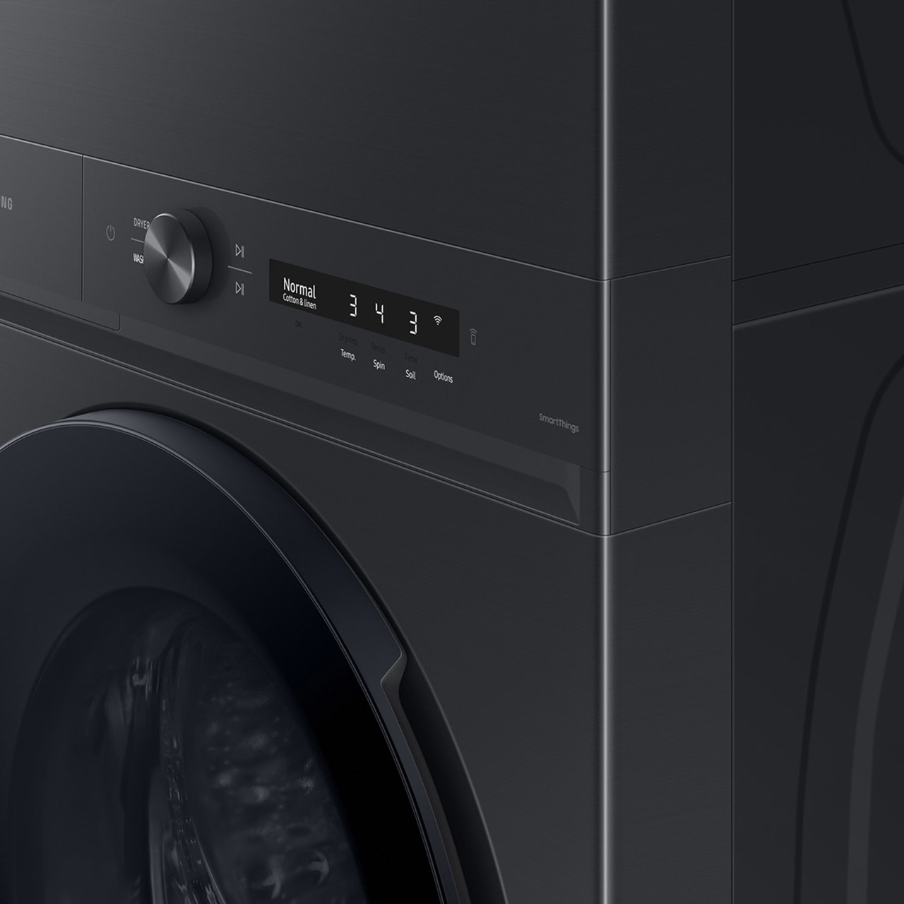 Samsung Bespoke AI Laundry Hub™ 4.6 cu. ft. Large Capacity Single Unit Washer with Flex Auto Dispense System and 7.6 cu. ft. Electric Dryer in Brushed Black - WH46DBH500EV