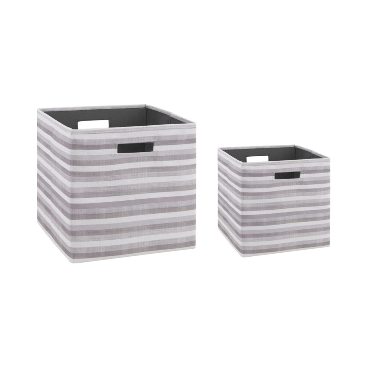Kinne Collection Gray Stripe Storage Bin Set of 2