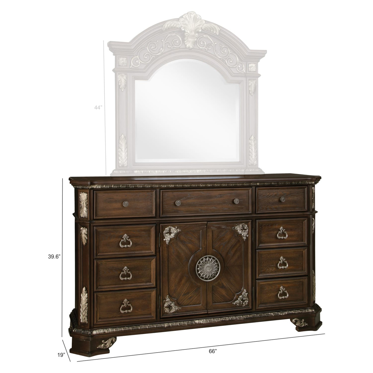 Geneva Collection Medium Oak Poplar & Oak Dresser