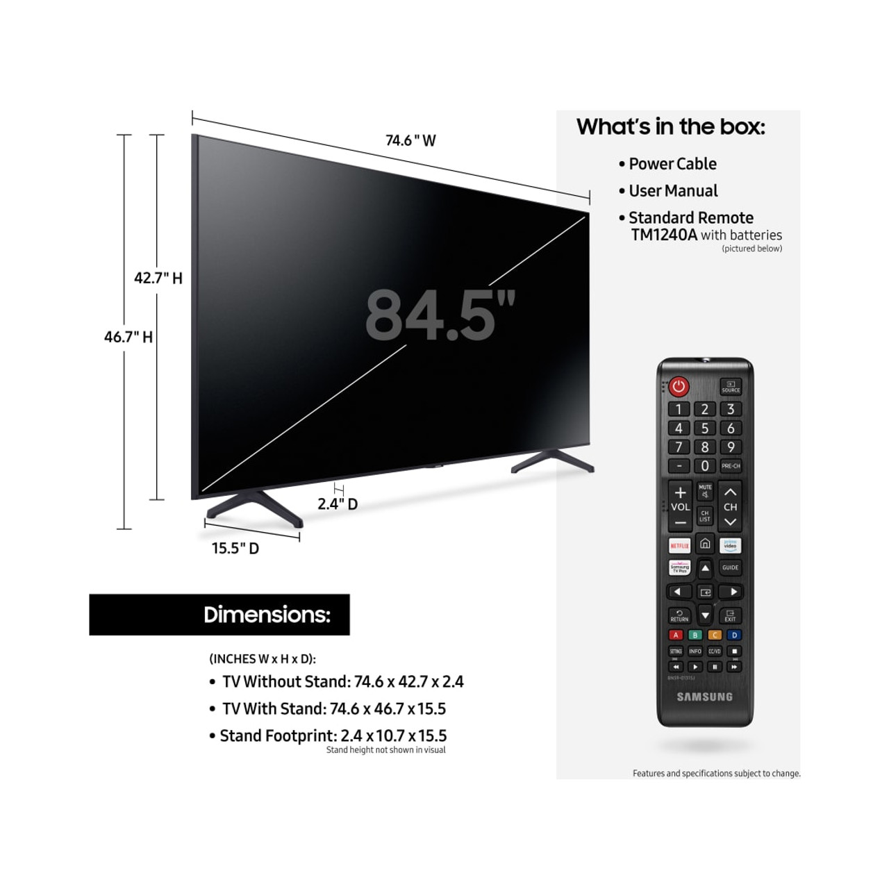Samsung 85" TU7000 Crystal UHD 4K UHD Smart TV – UN85TU7000FXZA