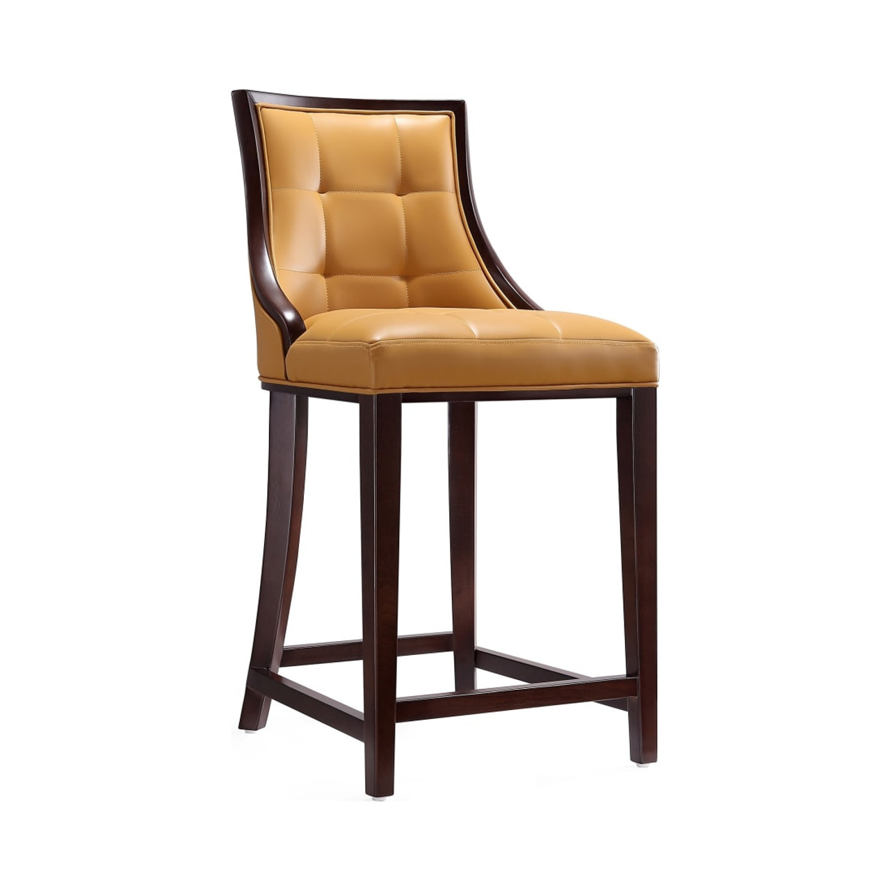 Fifth Ave Counter Stool in Camel and Dark Walnut (Set of 3)