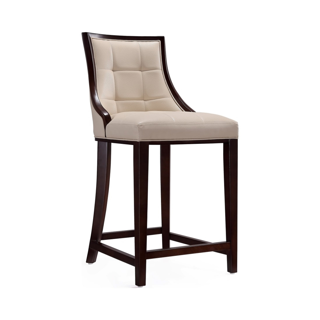 Fifth Ave Counter Stool in Cream and Dark Walnut