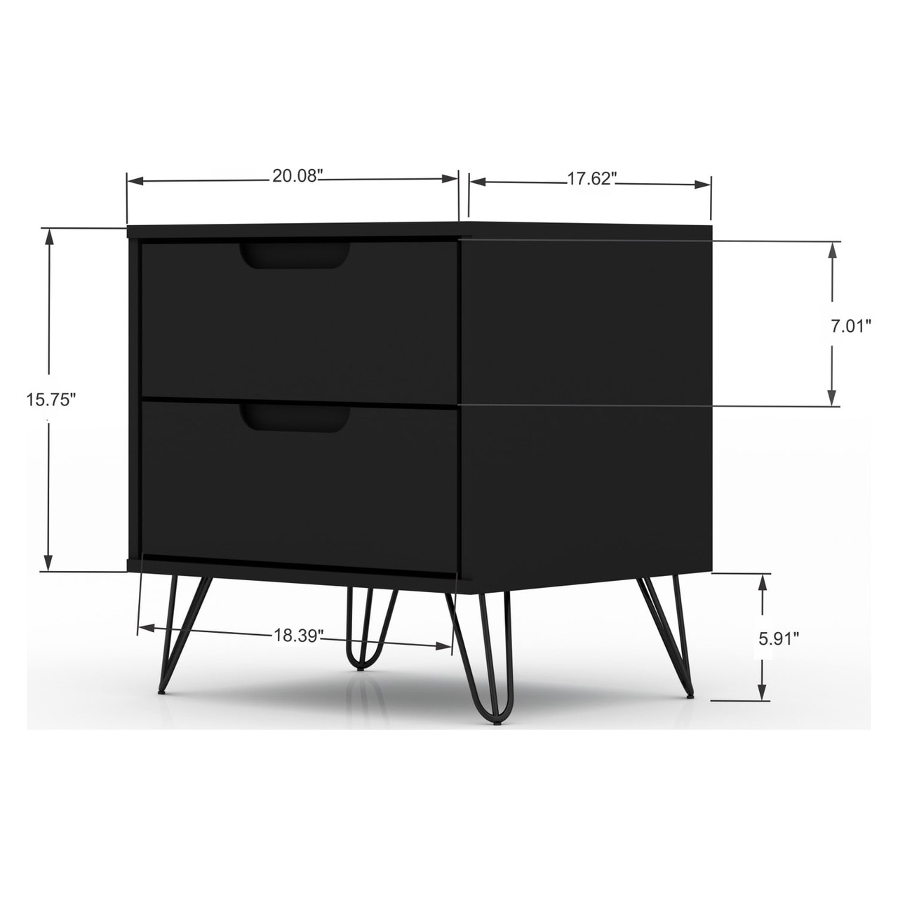 Rockefeller 3-Piece Black Dresser and Nightstand Set