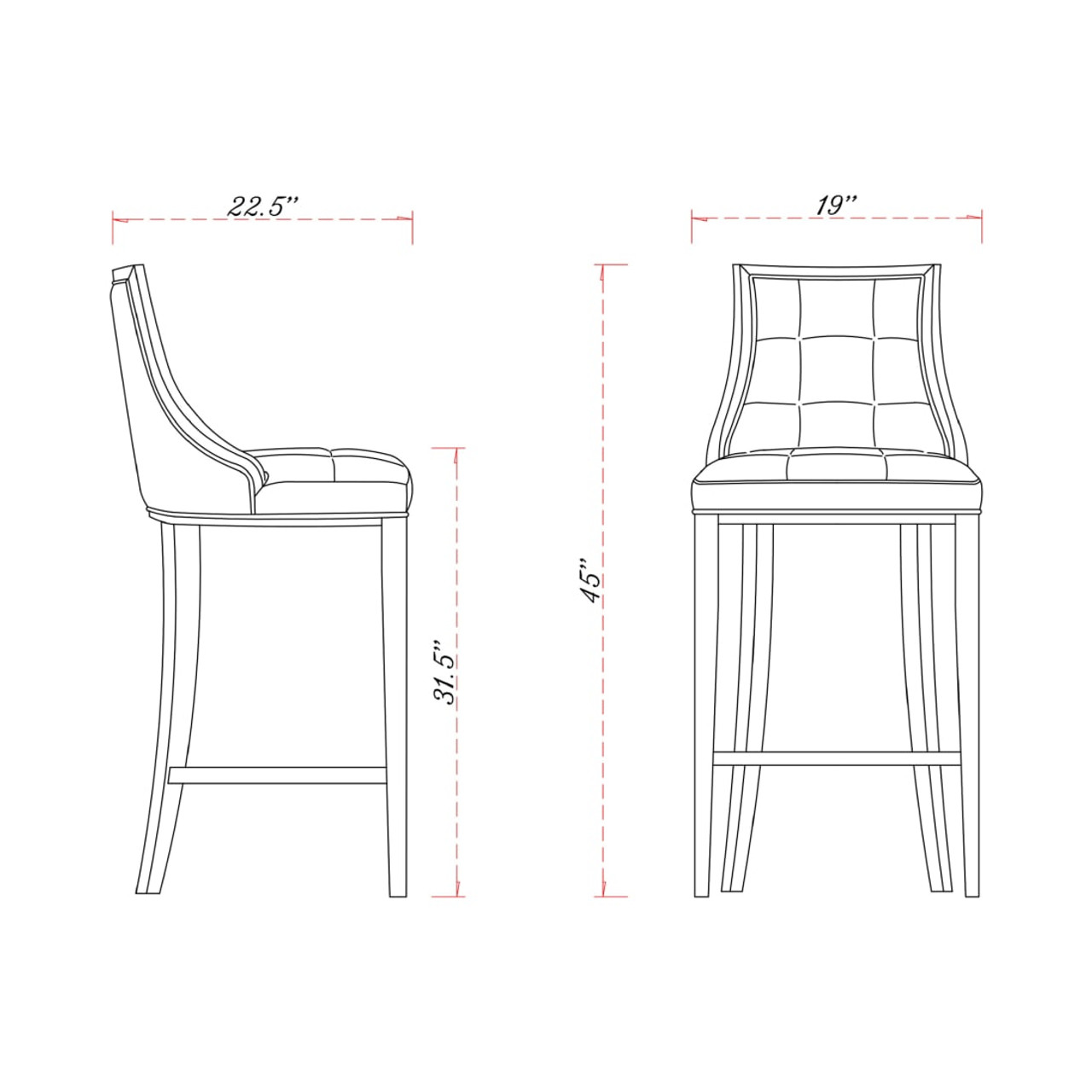 Fifth Avenue Bar Stool in Pearl White and Walnut