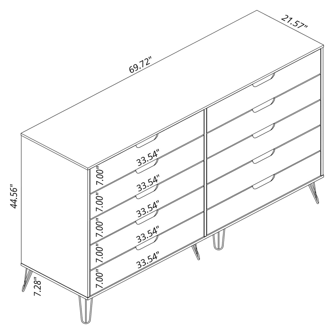 Rockefeller 10-Drawer Double Tall Dresser in Tatiana Midnight Blue