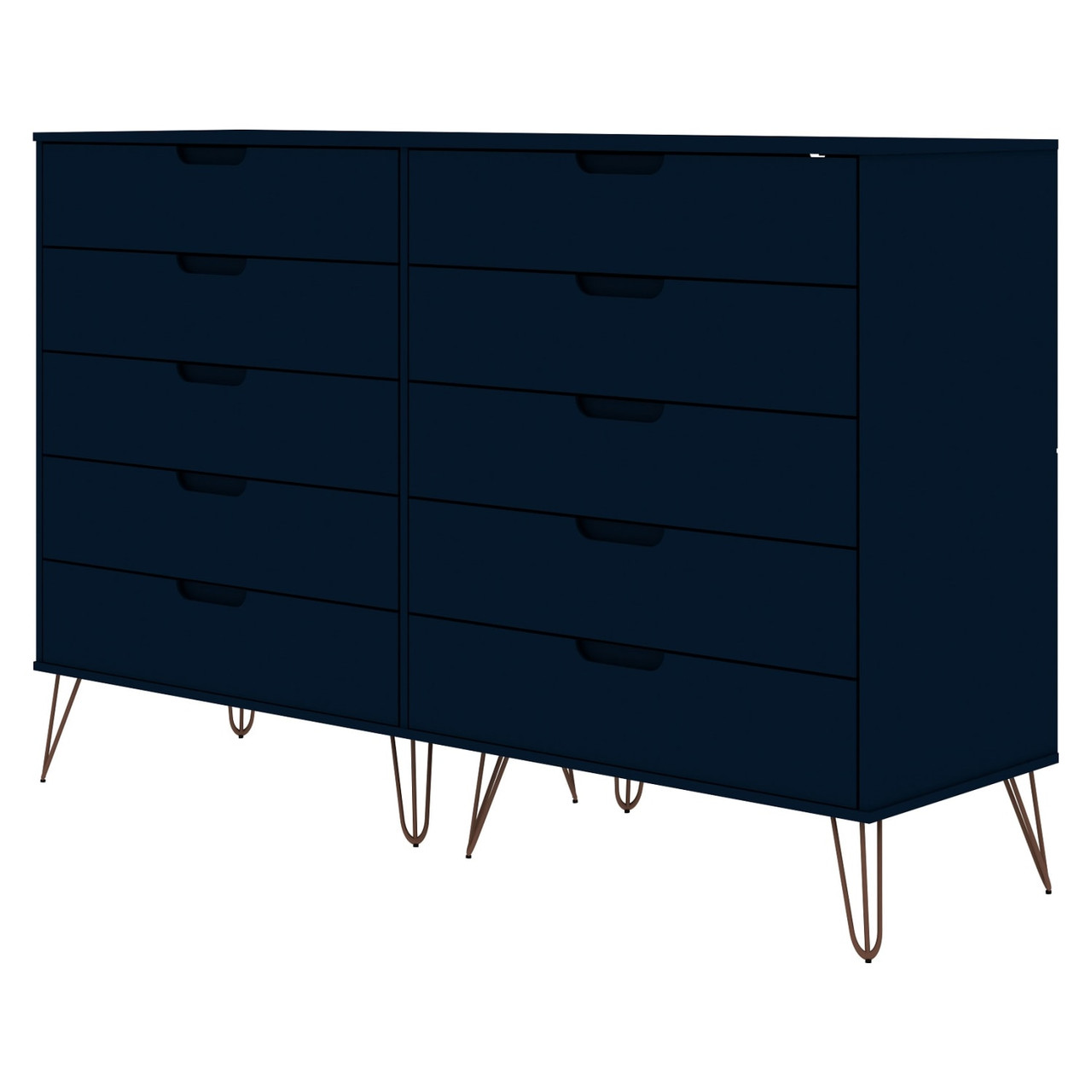 Rockefeller 10-Drawer Double Tall Dresser in Tatiana Midnight Blue