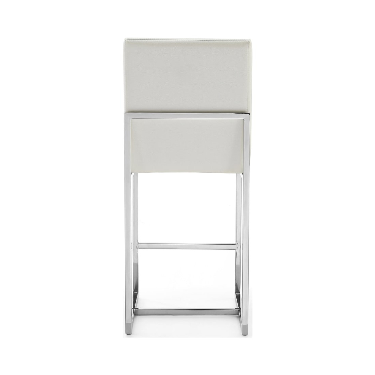 Element 24” Faux Leather Counter Stool in Pearl White and Polished Chrome (Set of 2)