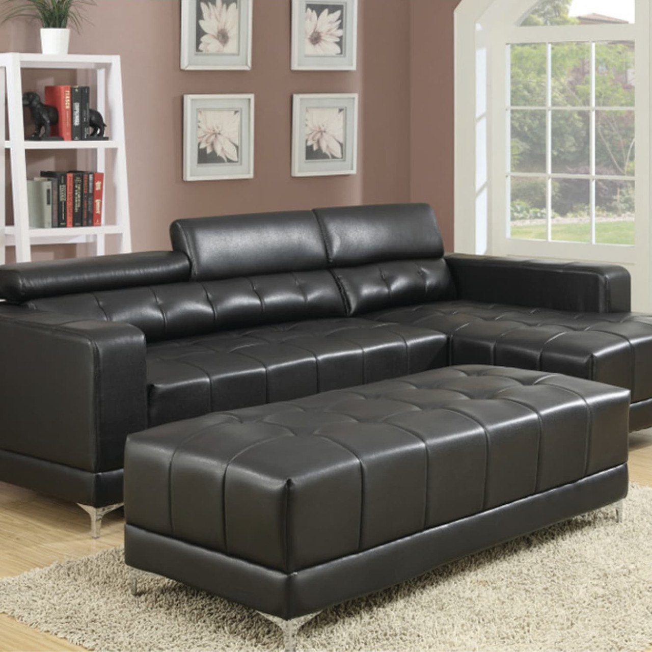 Wynn Sectional - Right Side Facing Chaise, Left Arm Facing Loveseat in Black