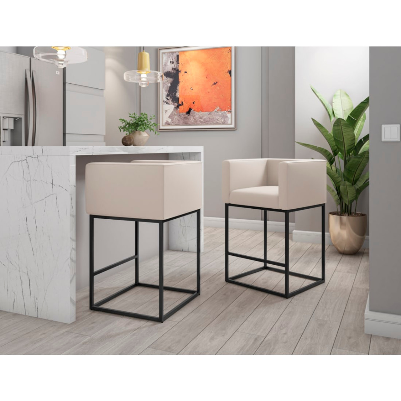 Embassy Counter Stool in Cream and Black