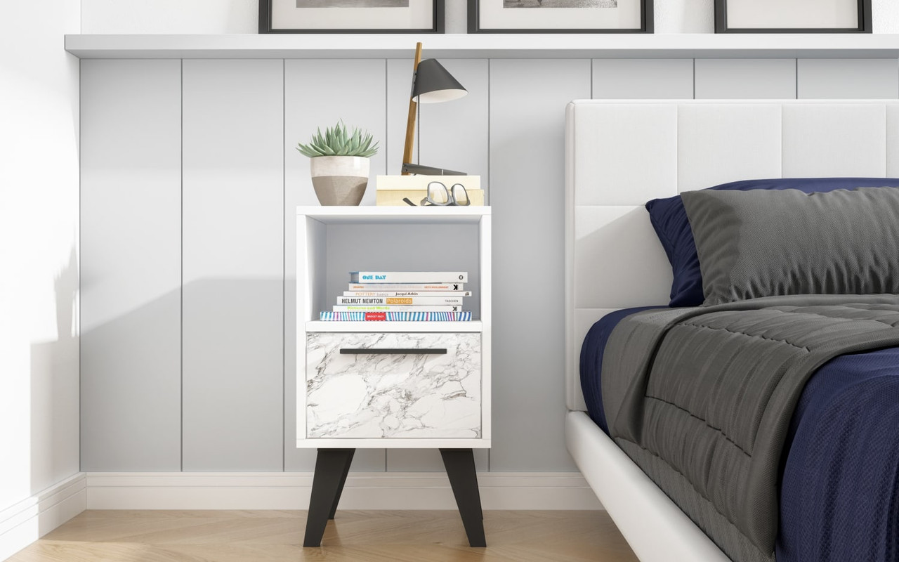 Amsterdam Nightstand 1.0 in White Marble