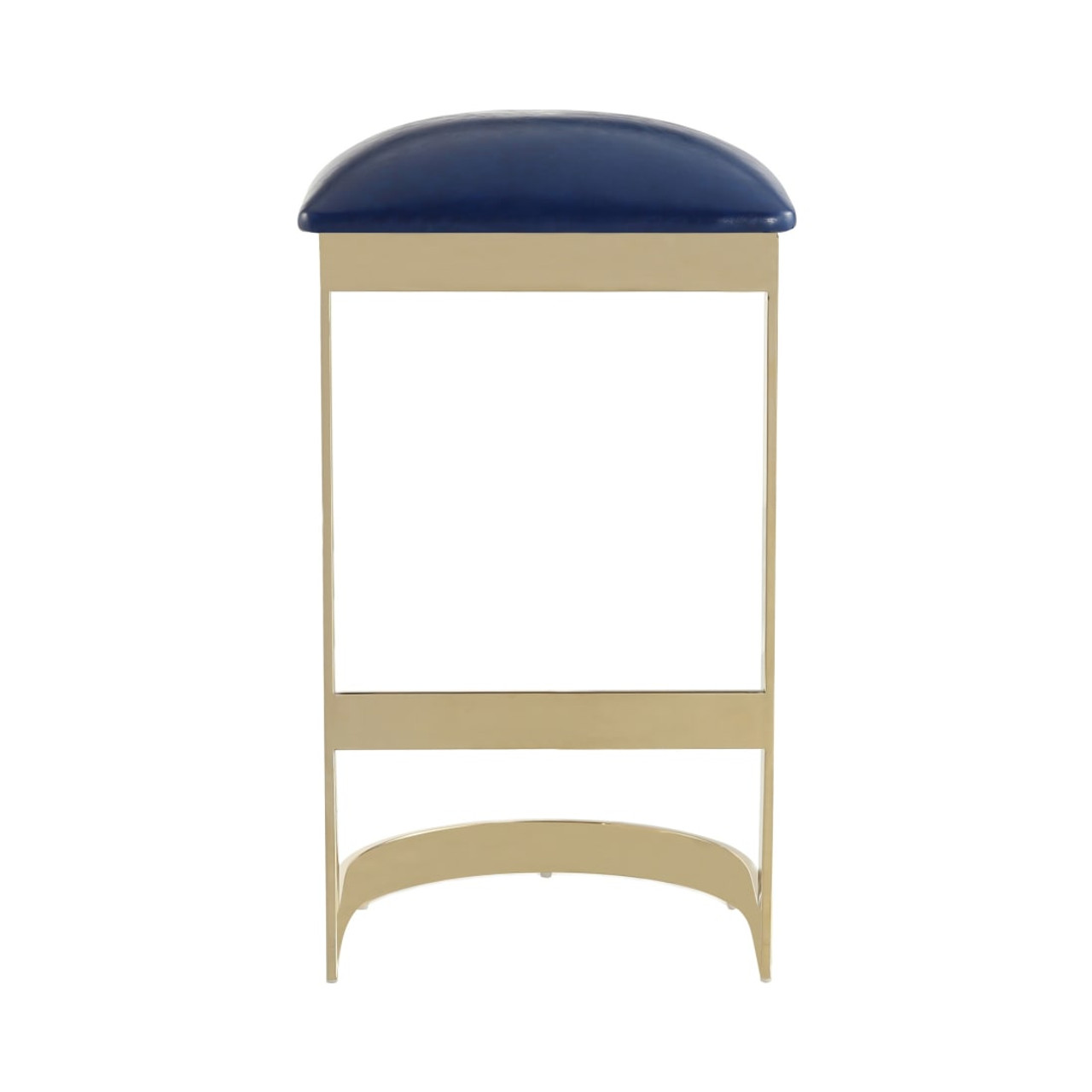 Aura Bar Stool in Blue and Polished Brass (Set of 3)