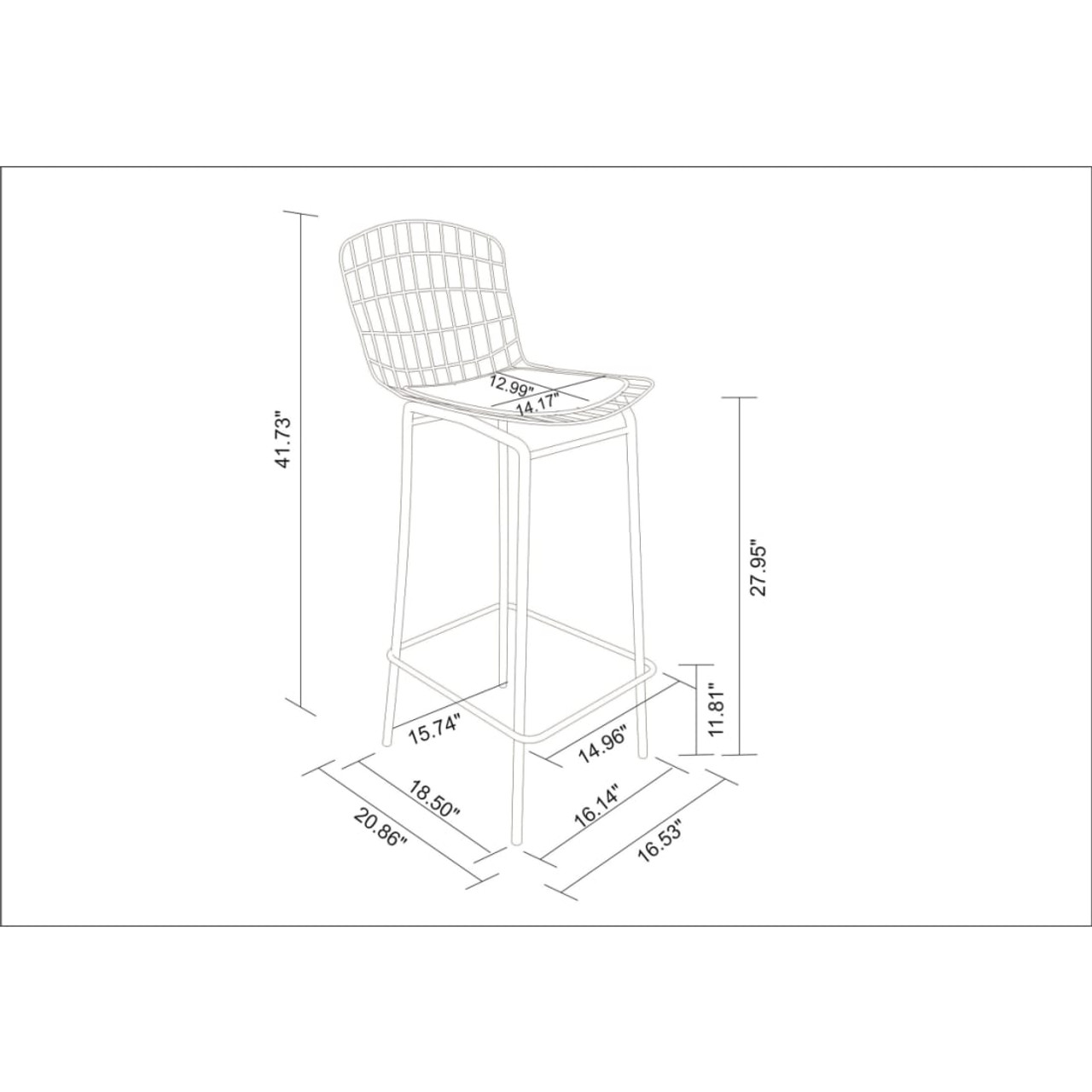 Madeline Barstool in Black and White (Set of 3)