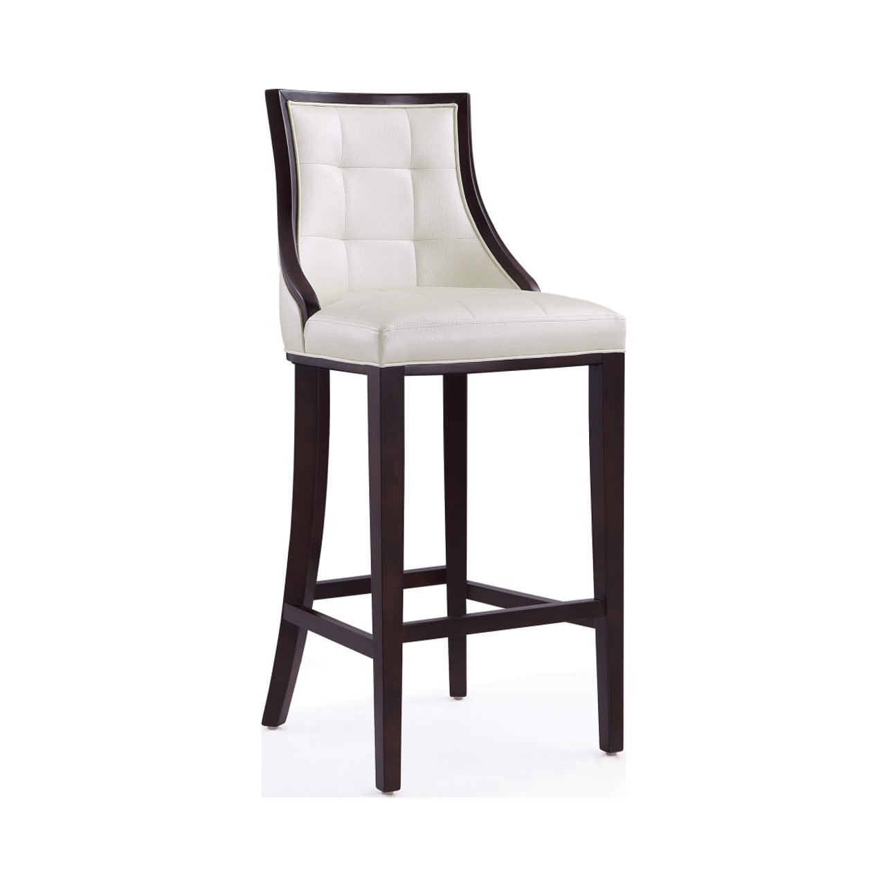 Fifth Avenue Bar Stool in Pearl White and Walnut (Set of 2)