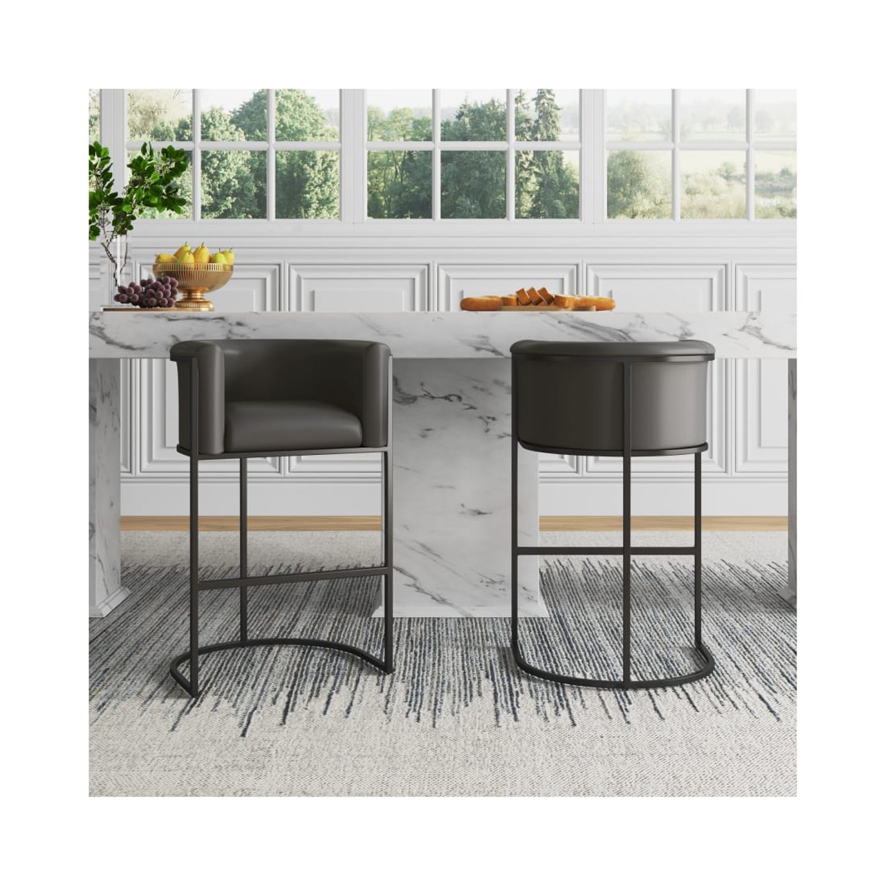 Cosmopolitan Barstool in Pebble and Black (Set of 3)