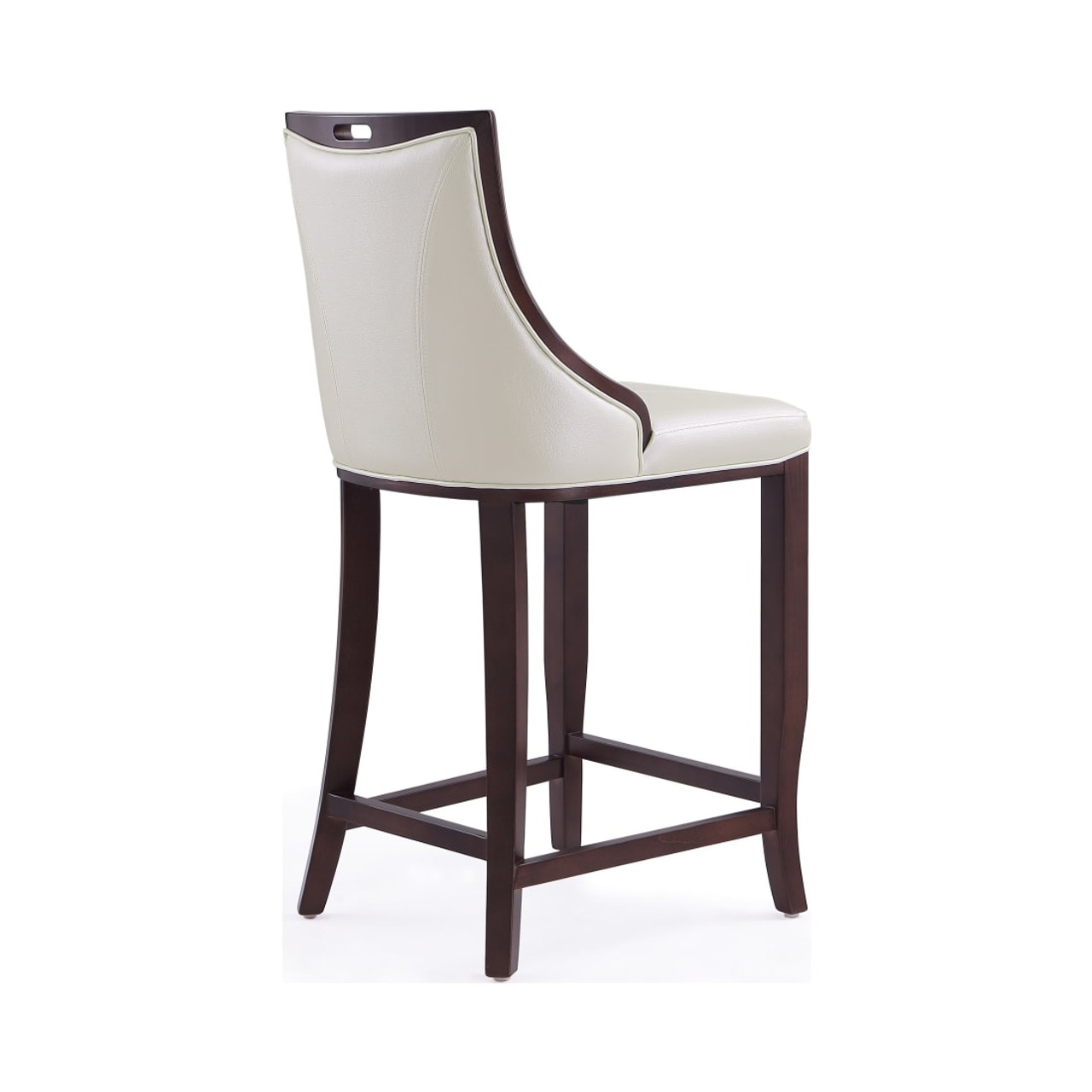 Emperor Bar Stool in Pearl White and Walnut (Set of 3)