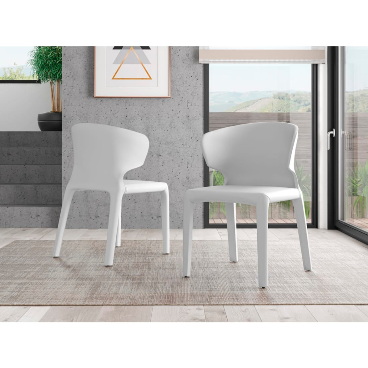 Conrad Leather Dining Chair in Cream (Set of 2)