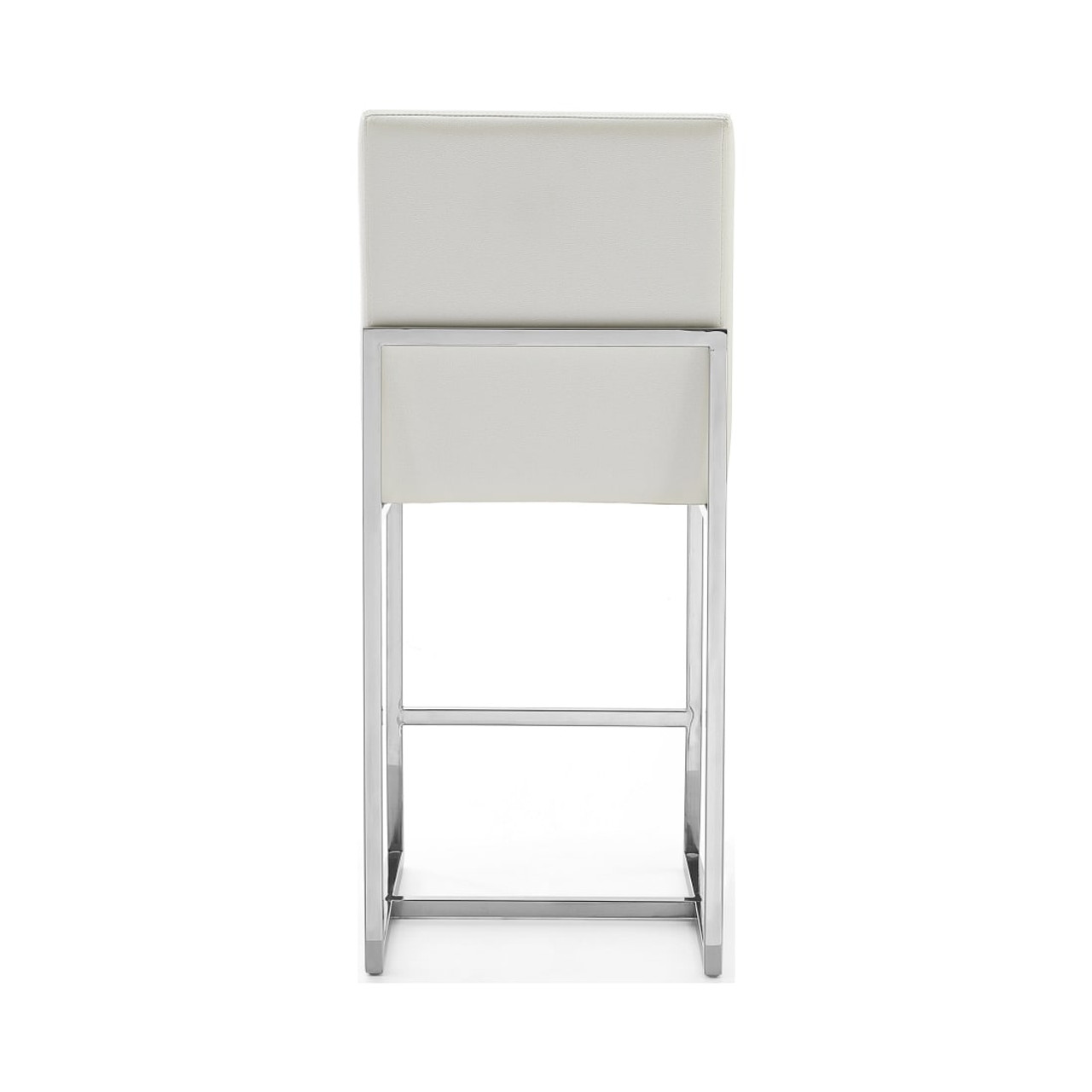Element 24” Faux Leather Counter Stool in Pearl White and Polished Chrome