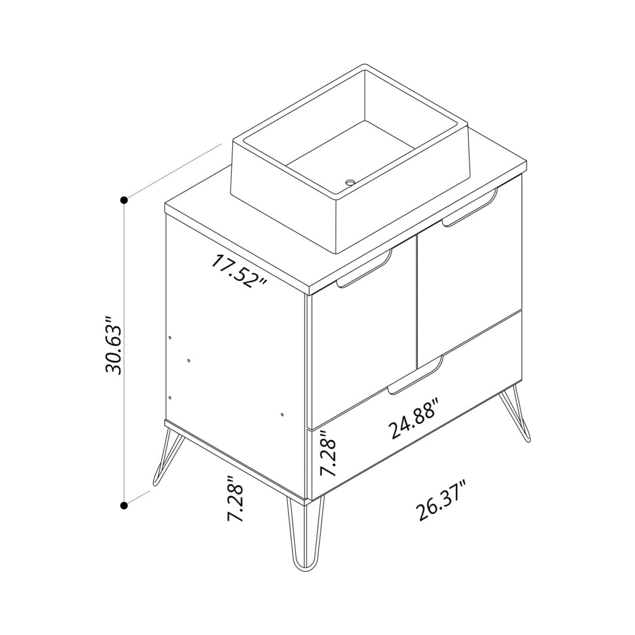 Rockefeller 26.38 Bathroom Vanity Sink 1.0 in Black