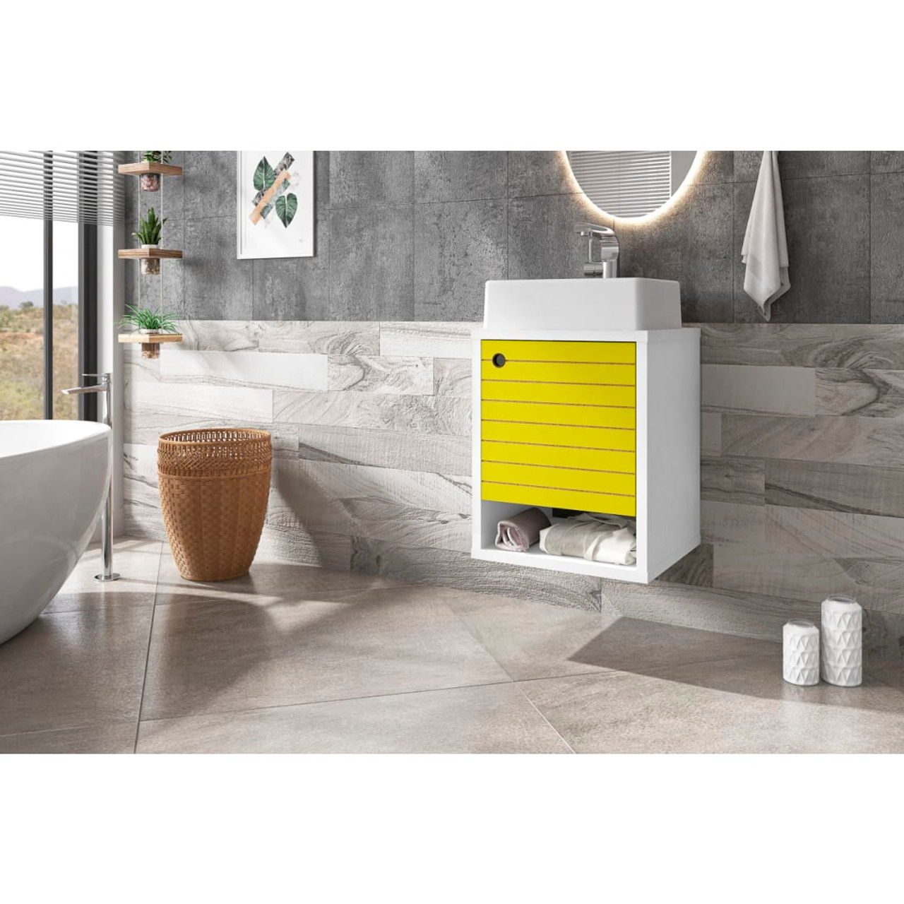 Liberty Floating 17.71” Bathroom Vanity Sink in White and Yellow