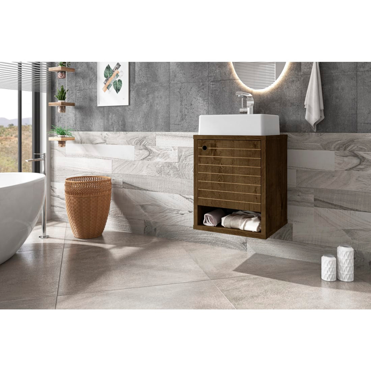 Liberty Floating 17.71” Bathroom Vanity Sink in Rustic Brown