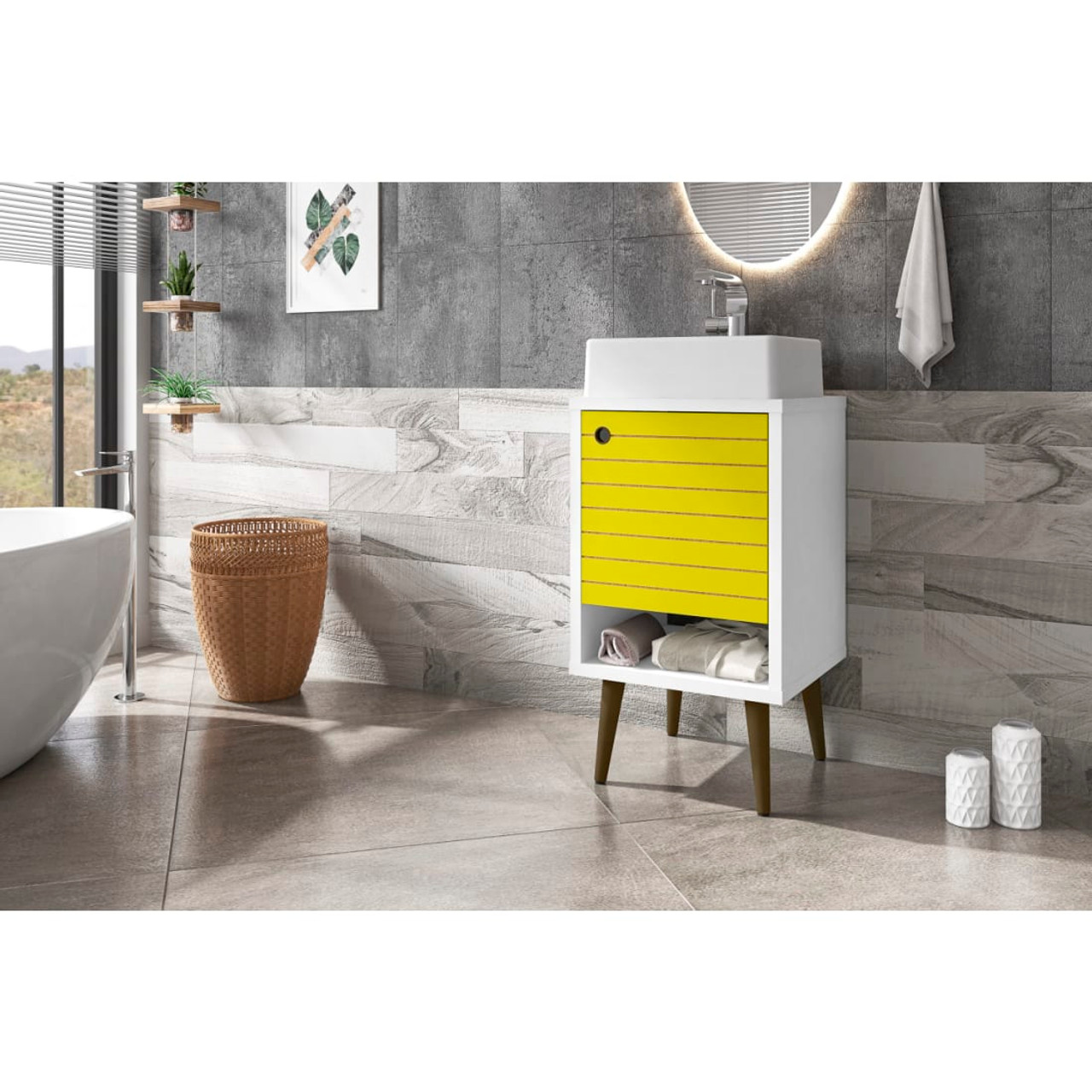 Liberty 17.71” Bathroom Vanity Sink in White and Yellow