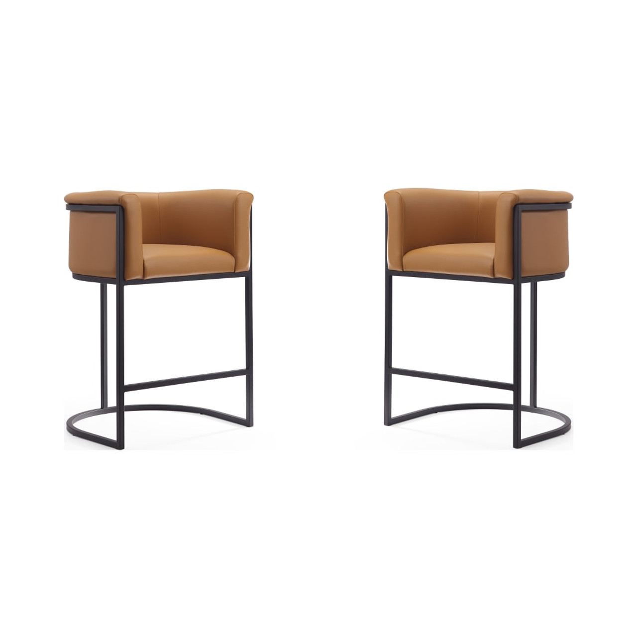 Cosmopolitan Counter Stool in Camel and Black (Set of 2)
