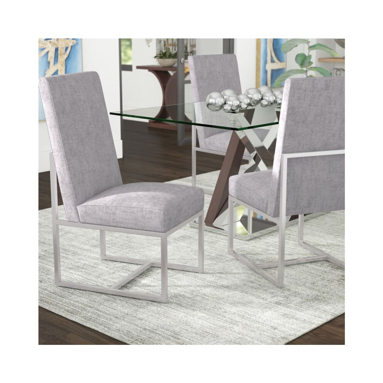 Element Velvet Dining Chair in Gray