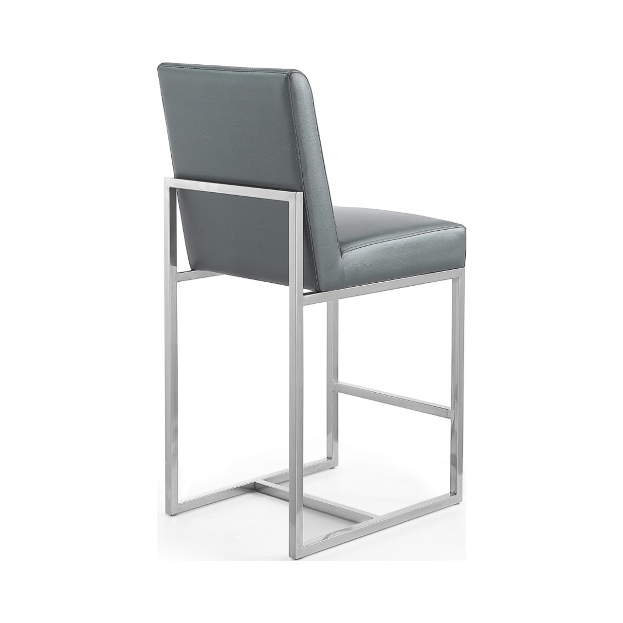 Element 24" Faux Leather Counter Stool in Graphite and Polished Chrome