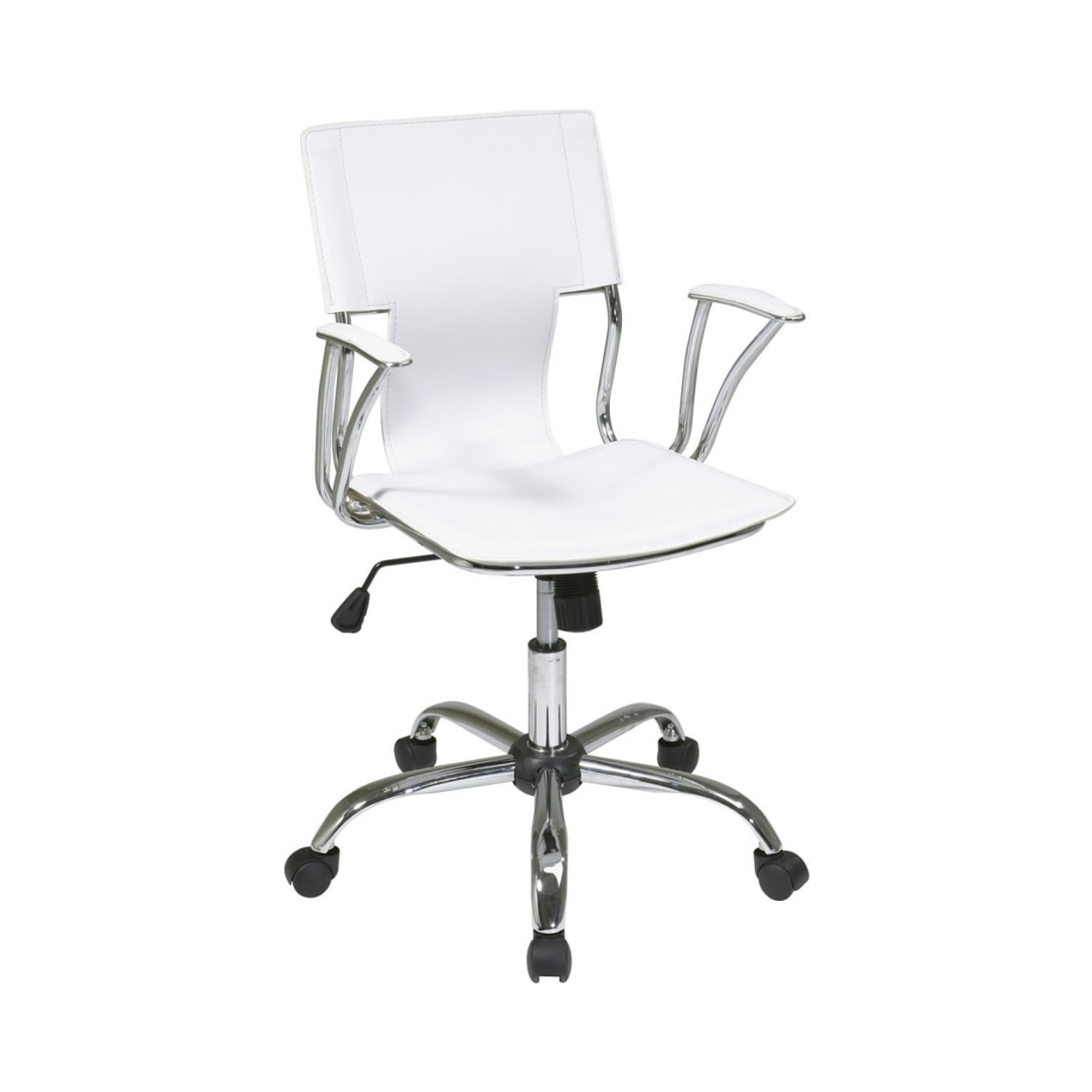 Dorado Office Chair in White Vinyl and Chrome Finish