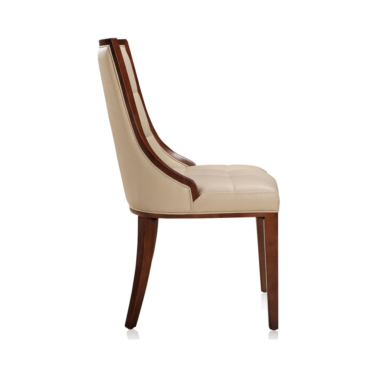 Fifth Avenue Faux Leather Dining Chair (Set of Two) in Cream and Walnut