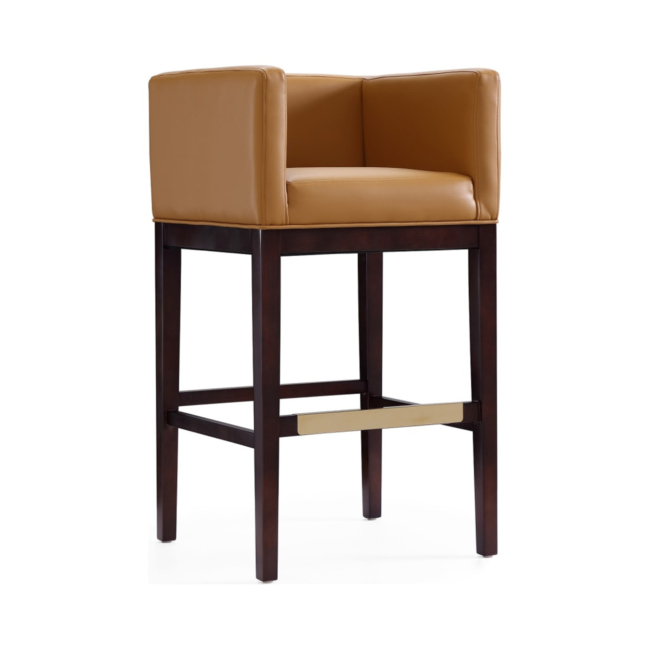 Kingsley Barstool in Camel and Dark Walnut (Set of 2)