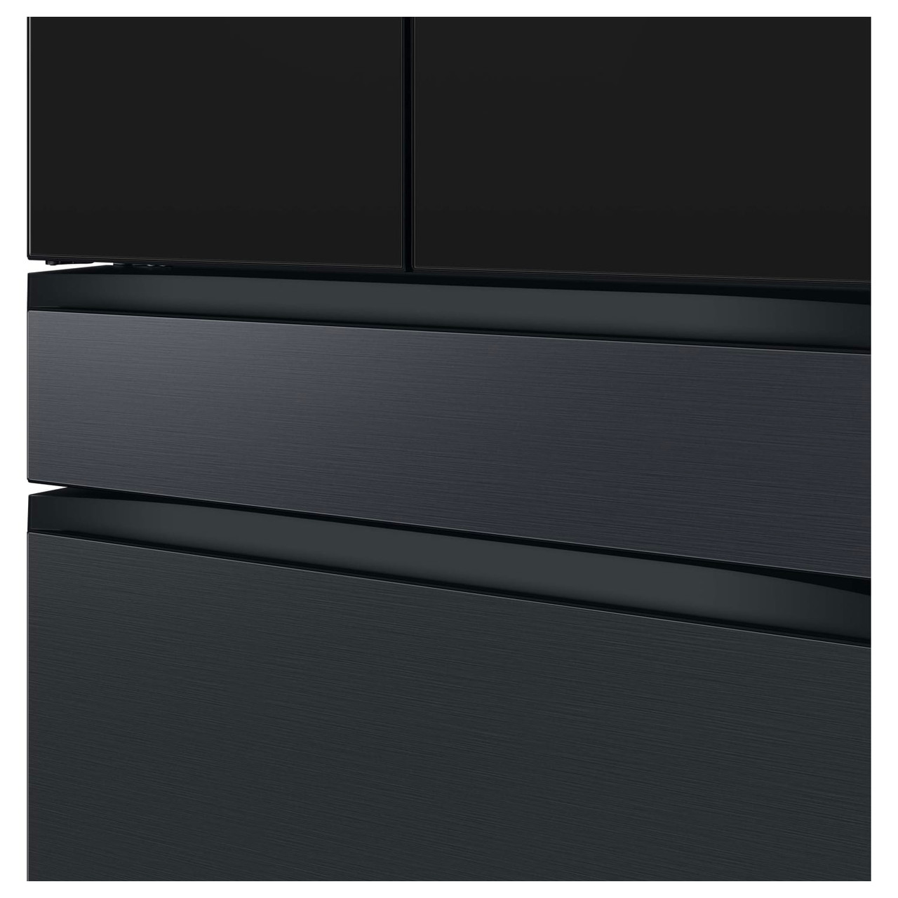 Samsung 29 cu. ft. Bespoke 4-Door French Door Refrigerator with Top Left & Family Hub™ Panel in Charcoal Glass and Matte Black Steel Middle & Bottom Door Panels