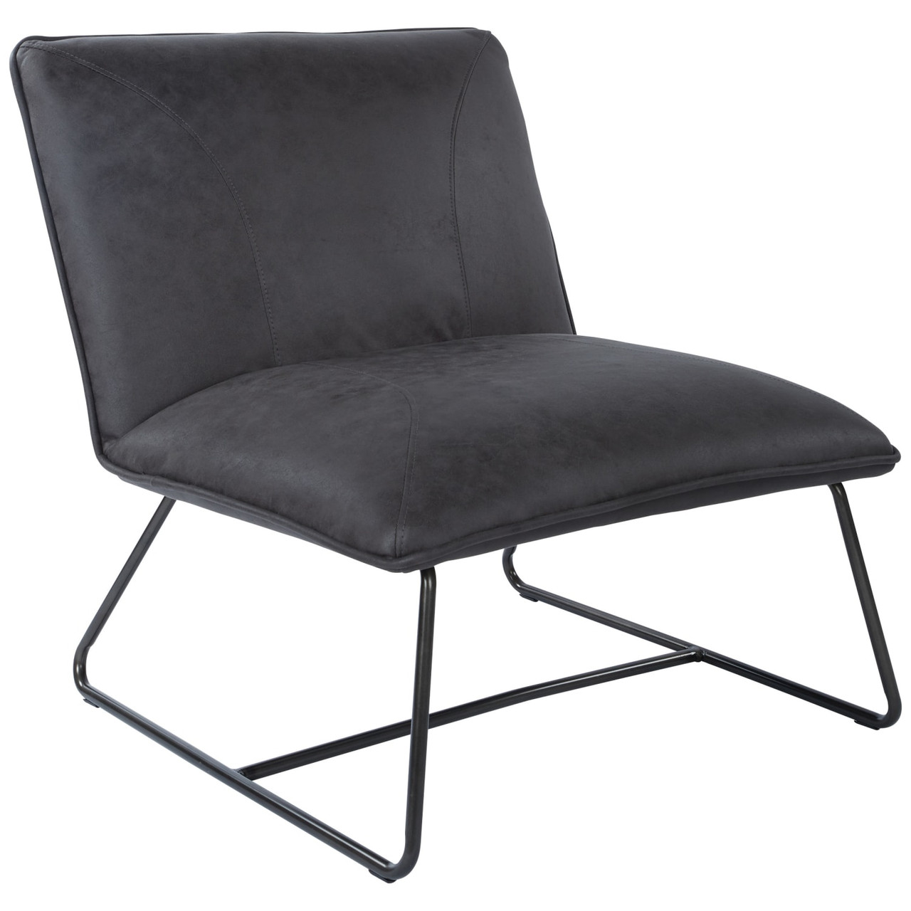 Brocton Chair in Charcoal Faux Leather with industrial steel Frame