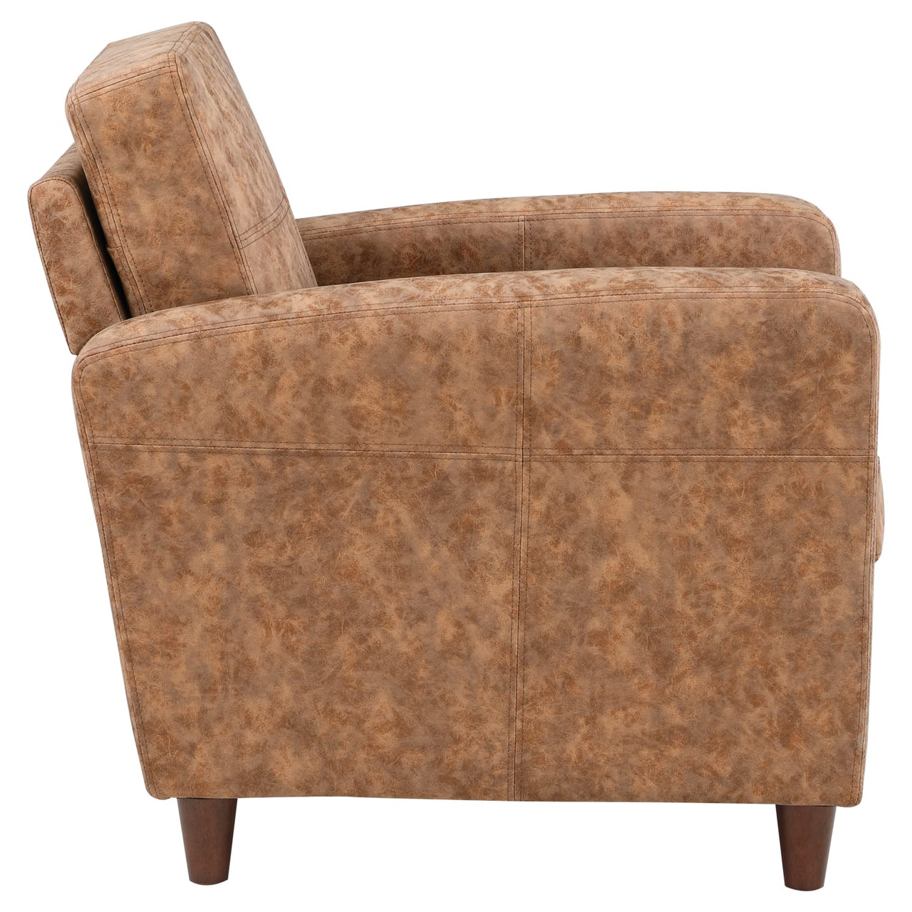 Venus Club Chair in Sand Faux Leather and Medium Espresso Legs