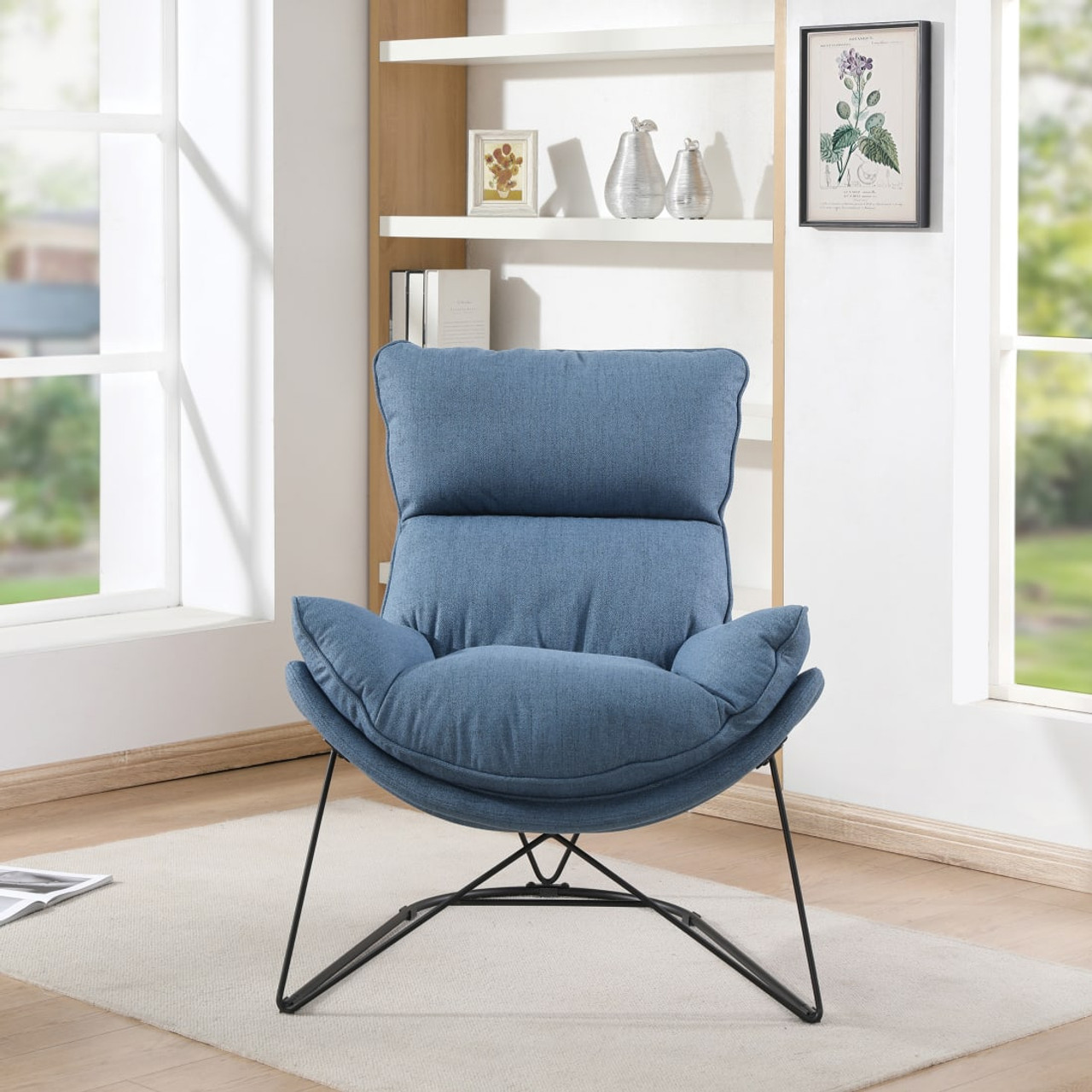 Ryedale Lounge Chair in Blue with Black Frame