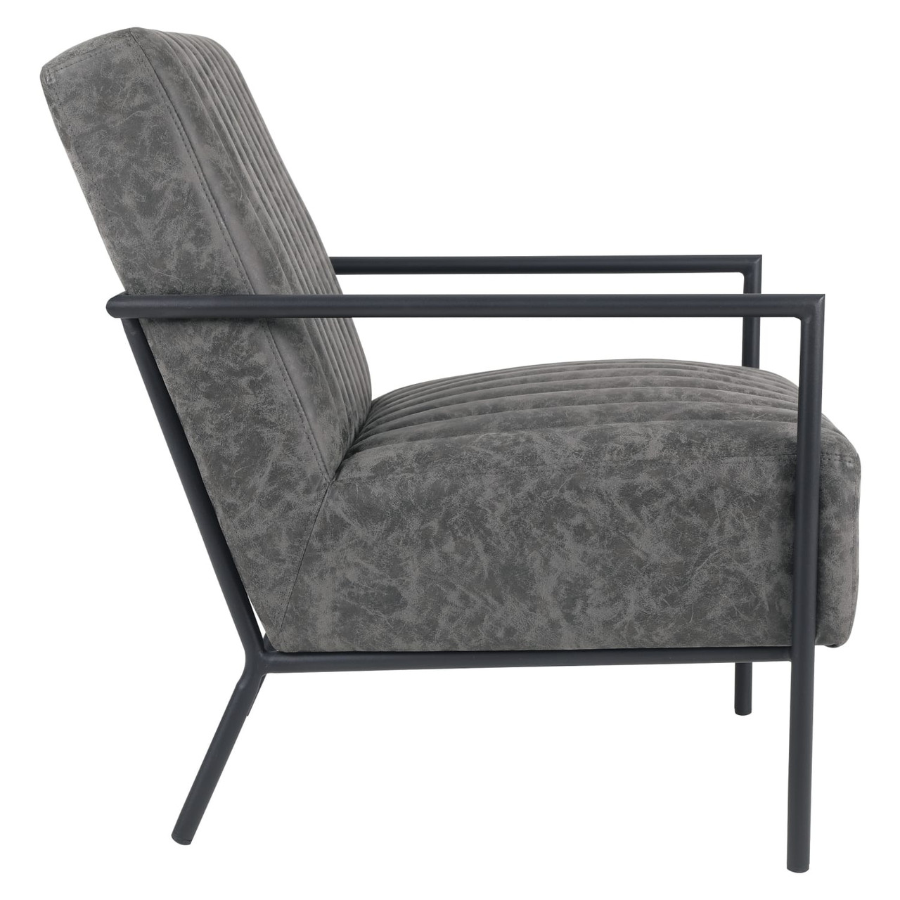 Verdugo Accent Chair with Black Frame in Charcoal Faux Leather