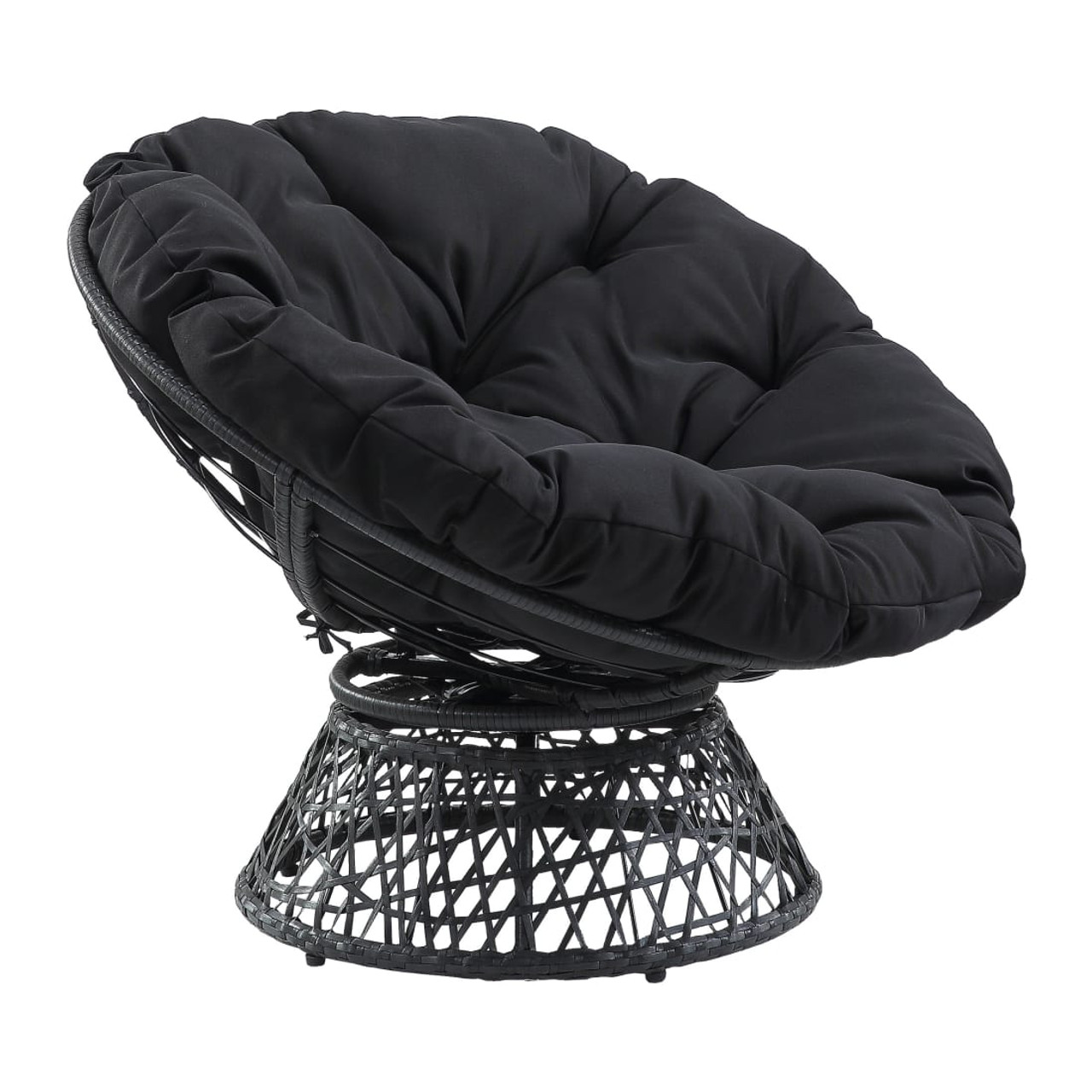 Buy Papasan Chair with Black cushion and Dark Gray Wicker Wrapped