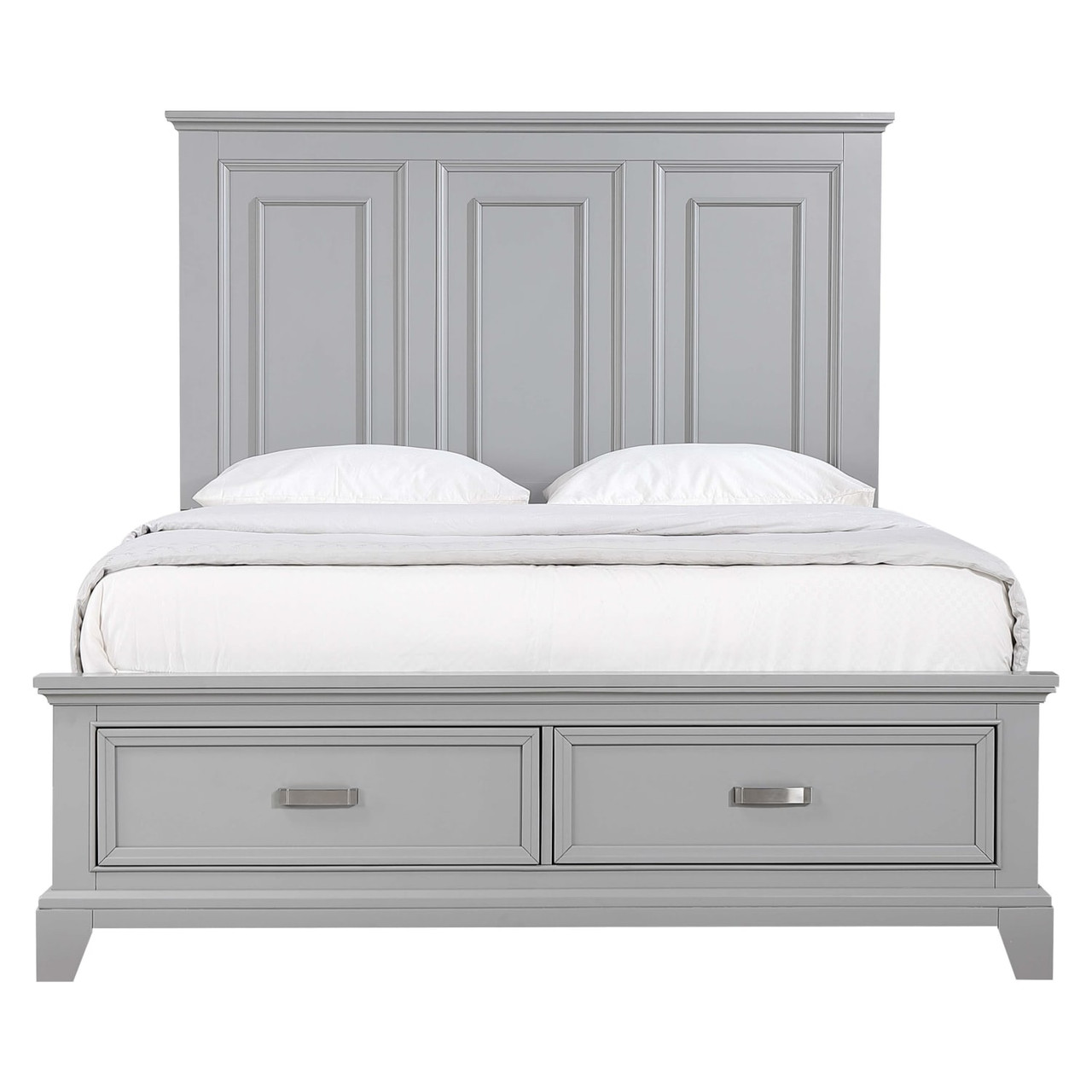 Dove Manor Gray Storage Bedroom 3PC Set - Queen Bed, Dresser, Mirror