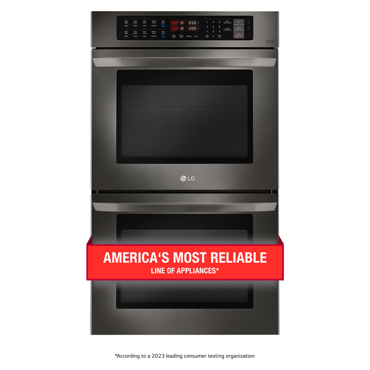 LG 9.4 cu. ft. Double Wall Oven in Black Stainless Steel - LWD3063BD
