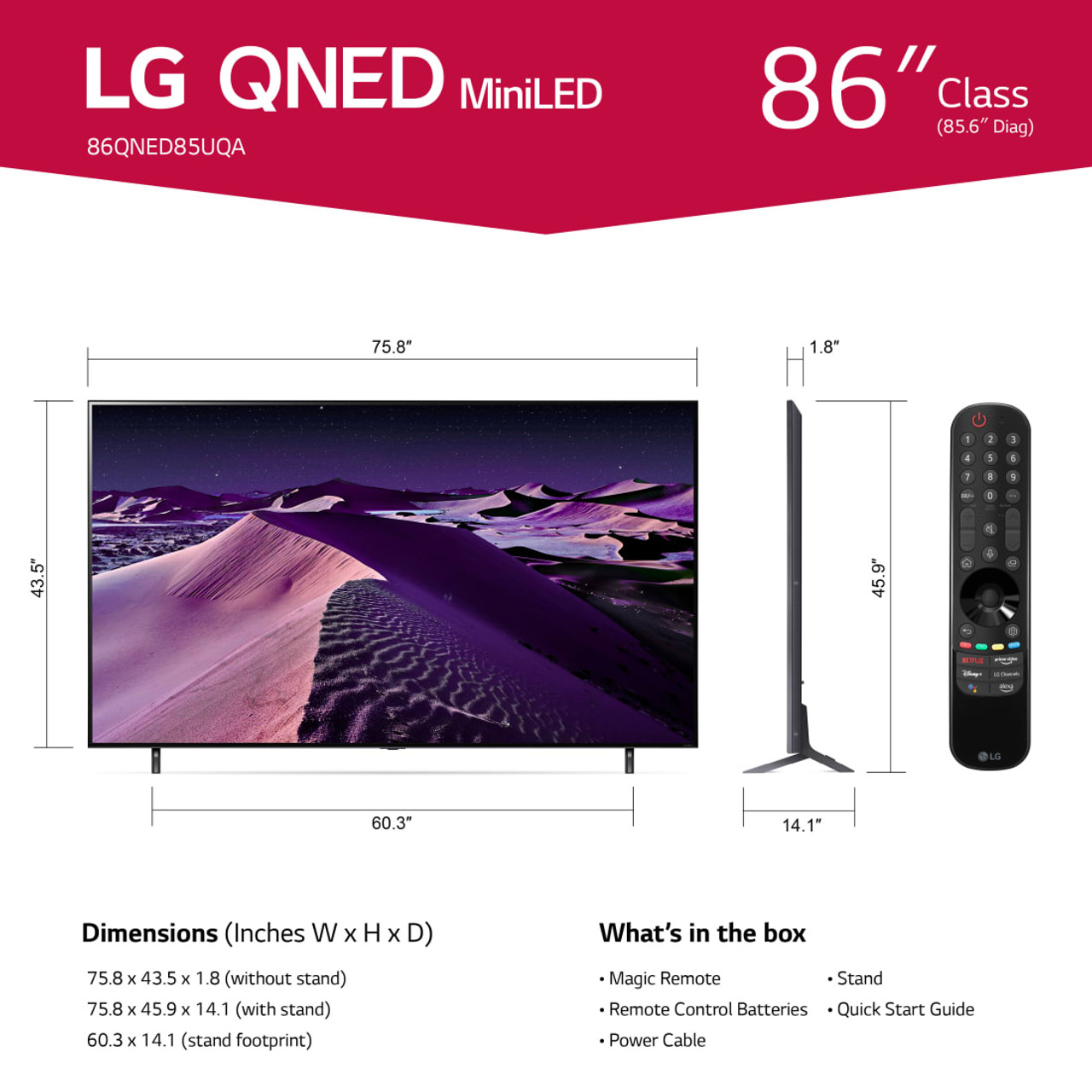 LG Inch QNED85 MiniLED 4K UHD Smart webOS 22 ThinQ AI TV - QNED85UQA | Conn's HomePlus