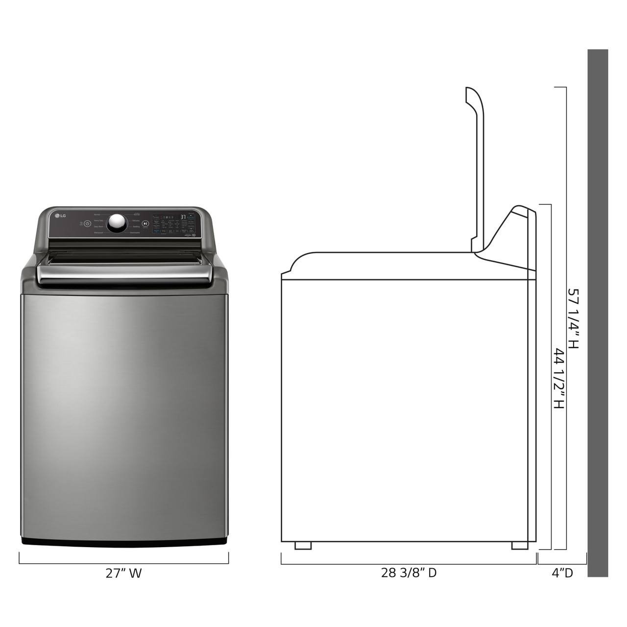LG 5.3 cu.ft. Mega Capacity Smart wi-fi Enabled Top Load Washer with 4-Way™ Agitator & TurboWash3D™ Technology - WT7405CV