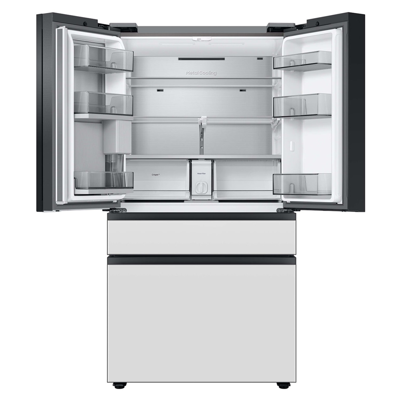 Samsung 29 cu. ft. Bespoke 4-Door French Door Refrigerator with Beverage Center™ in White Glass - RF29BB860012