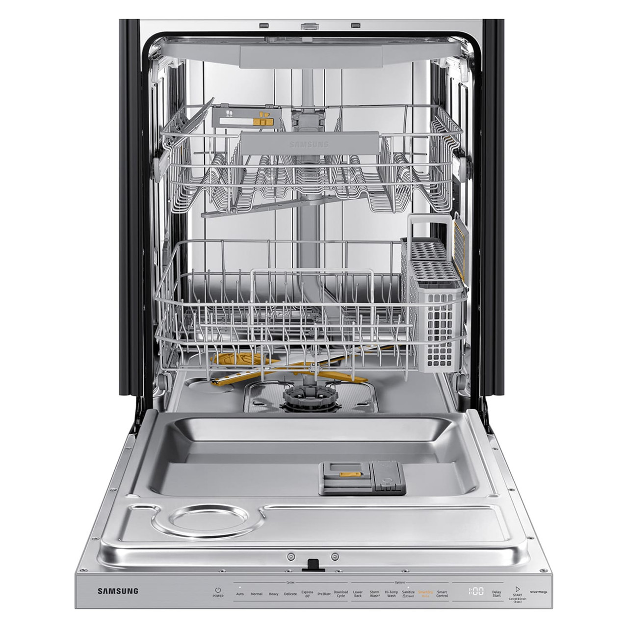 Samsung Bespoke Smart 42dBA Dishwasher with StormWash™ and Smart Dry in White Glass - DW80BB707012
