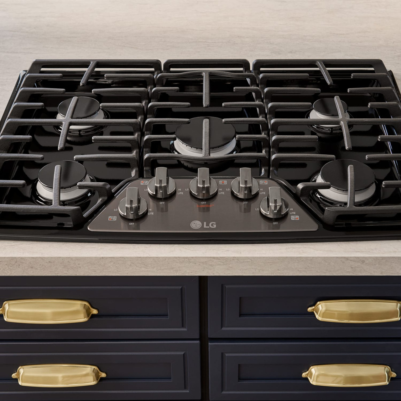 LG 30” Gas Cooktop with SuperBoil™ in Black Stainless Steel - LCG3011BD